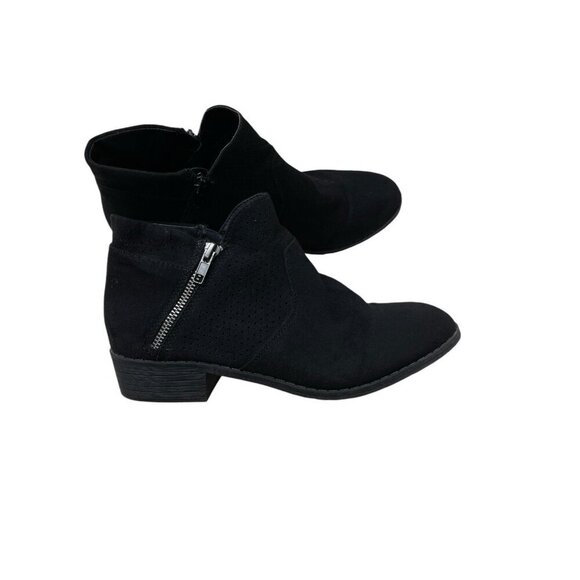 GH Bass Womens Maggie Black Micro Suede Side Zip Booties Boots Sz 9 - Picture 1 of 7